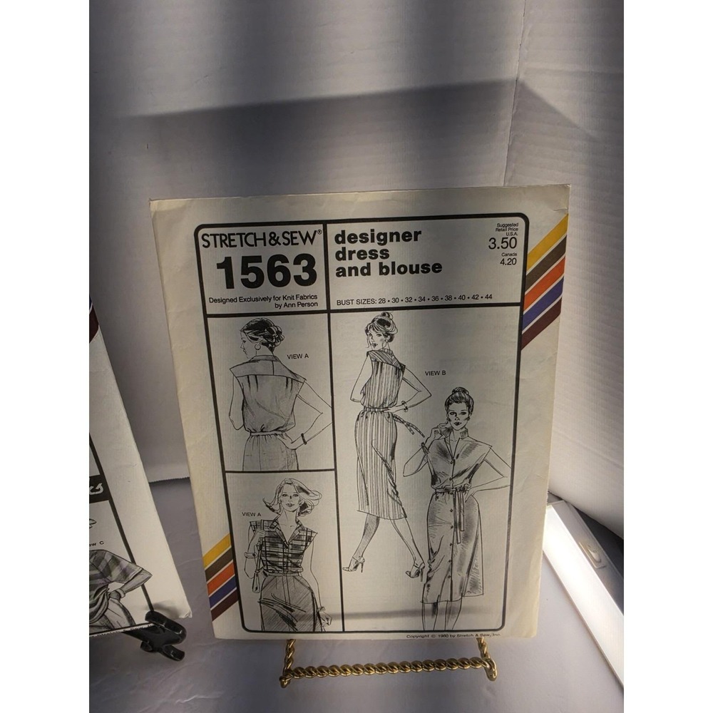 Vintage Stretch & Sew Sewing Patterns Lot of 3 Ann Person Raglan Dress Blouse - Picture 4 of 5
